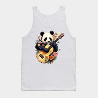 Panda Guitar Flowers Musical Tank Top